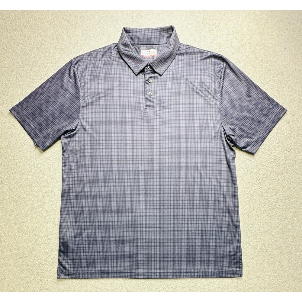GRAND SLAM Polo Shirt Adult Extra Large Blue Plaid Golf Performance Stretch Mens